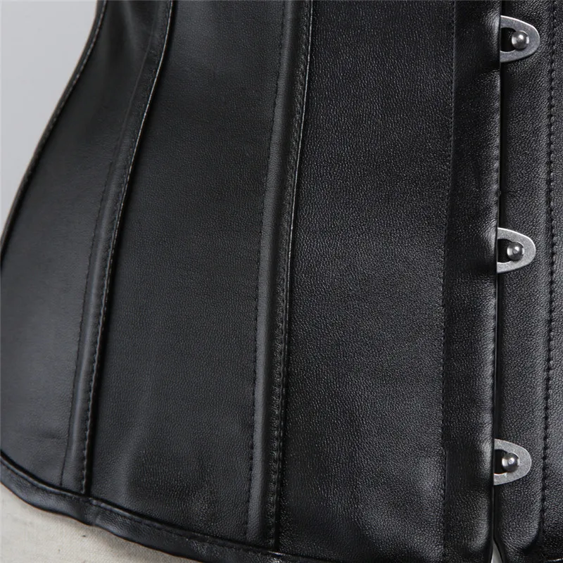 

Sapubonva Pu Underbust Corset Leather Black Synthetic Gothic Punk Waist Cincher Sexy Cupless Corset Bustier Top Ladies Party