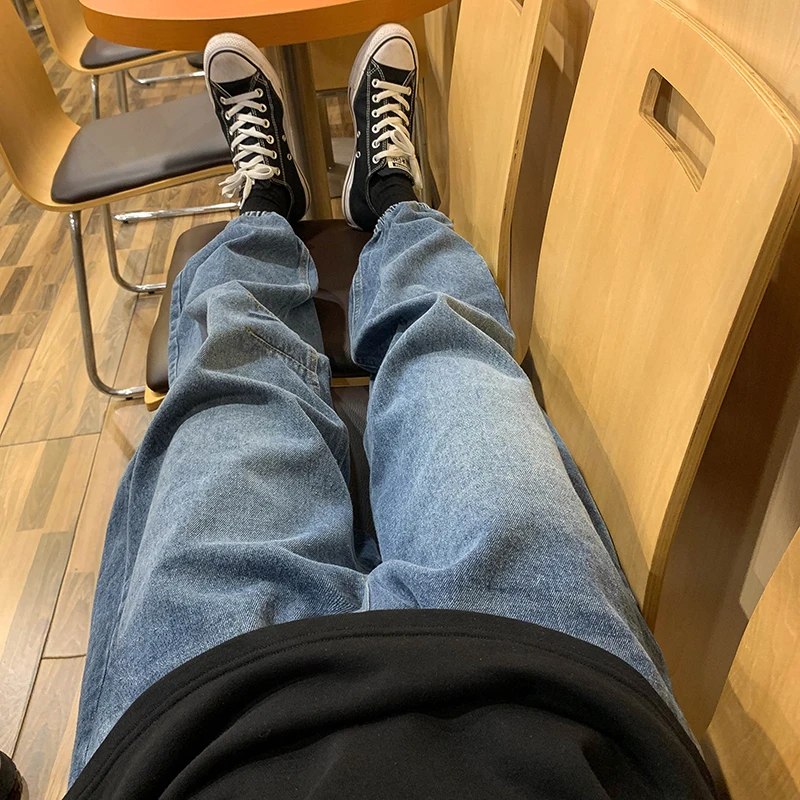 men jeans spring and autumn jeans men's Korean style loose trend wild casual beam feet pants biker jeans fashion jeans hiphop