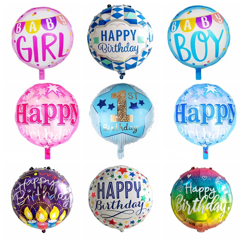 

18inch Baby Shower Foil Balloon Boy Girl 1 Years Old Birthday Balloons Children Kids Happy Birthday Party Supply Decorations