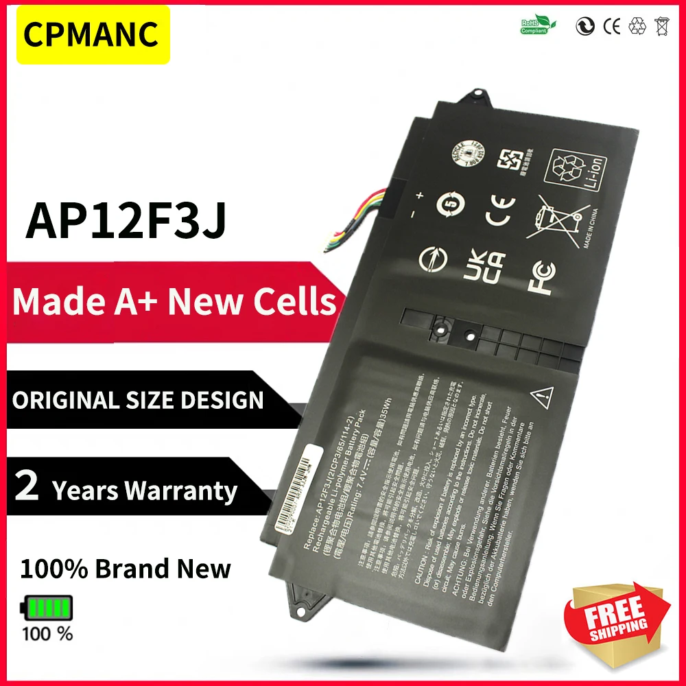CPMANC Новый AP12F3J Аккумулятор для ноутбука Acer Aspire 13,3 