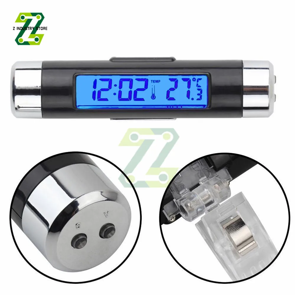 portable 2 in 1 car digital lcd clocktemperature display electronic clock thermometer car digital time clock car accessory free global shipping