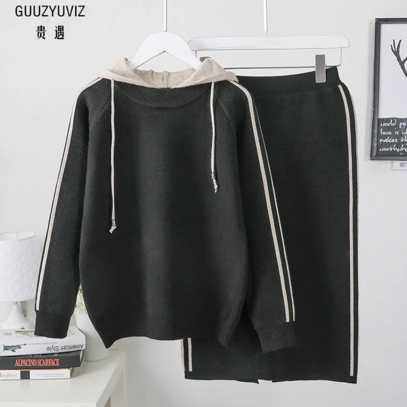 Женский трикотажный комплект из двух предметов GUUZYUVIZ повседневная юбка с
