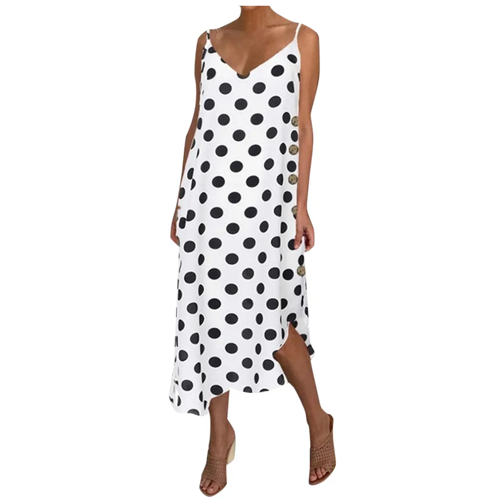 Jaycosin Women's Dress Summer Sexy Low Cut Dot Print Irregular Hem Striped Slim Sundress Elegant Party Prom Dresses 527 | Женская