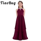 Детские платья с большими из шифона для девочек; Расшитое блестками платье на бретельках с лямкой на шее, платье с цветочным узором для девочек; Праздничное платье принцессы; Платье для свадьбы, дня рождения; Платье для причастия