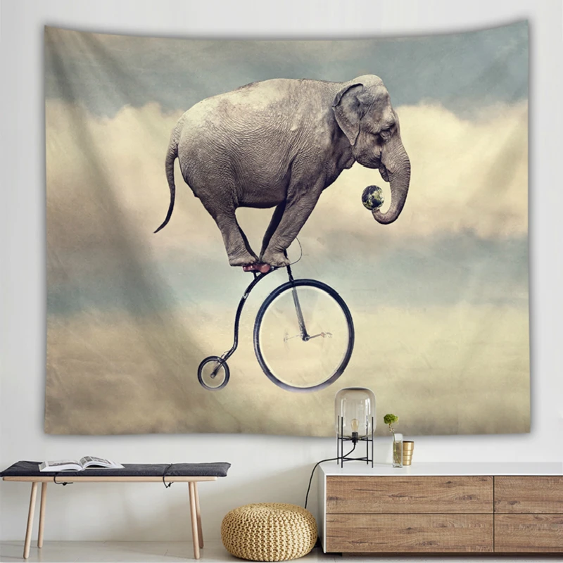 Животные 3D напечатанные настенные Висячие индийские гобелены слон Волк тигр