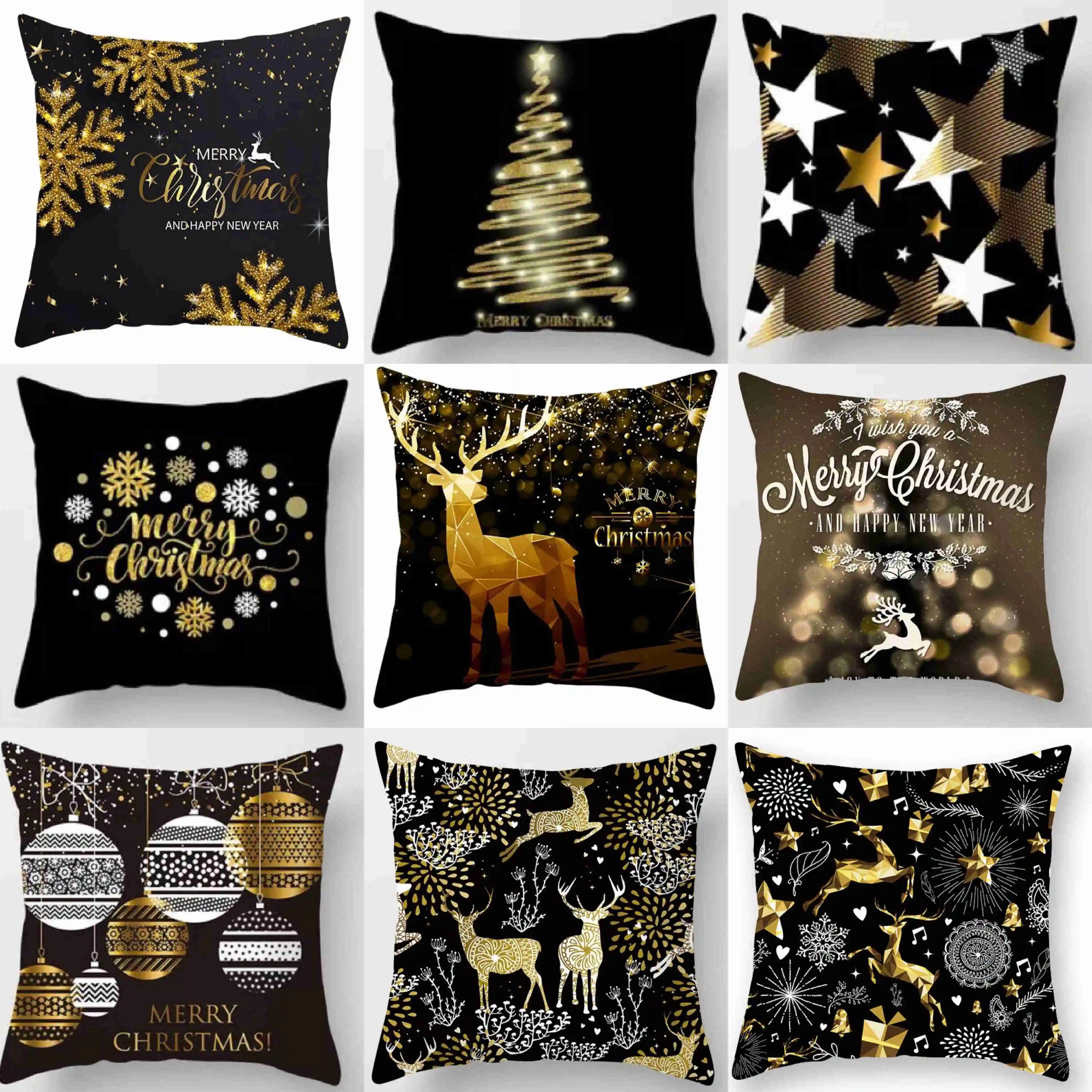 

45x45cm Merry Christmas Pillowcase 2021 Christmas Decor for Home Ornaments Xmas Noel Natal New Year 2022 Gift
