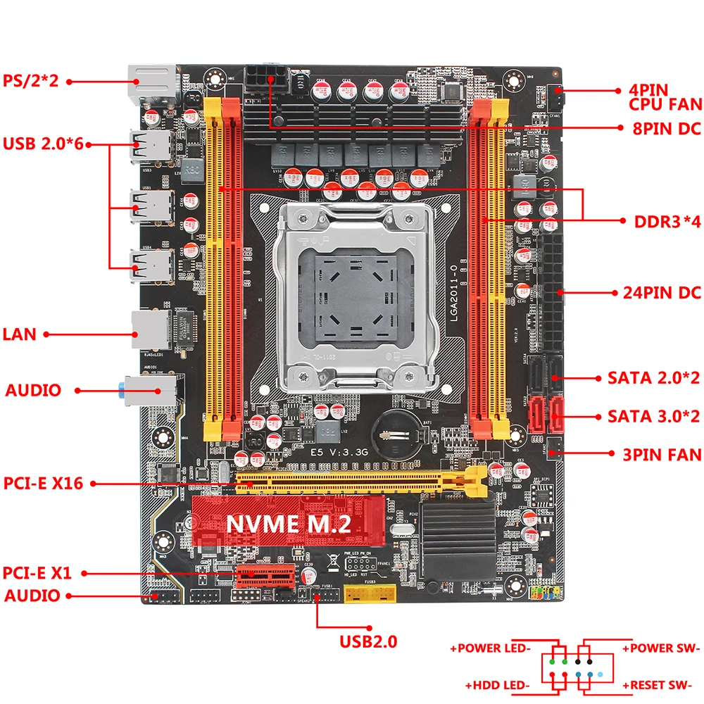 Десктопная материнская плата X79 LGA 2011 с поддержкой Intel Xeon E5 V1 &amp V2 процессор DDR3 ECC
