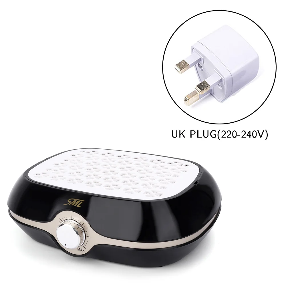 UK Plug 40 Вт мощный сборщик пыли для ногтей, вентилятор для маникюра, салонный всасывающий пылесборник, пылесос, вентилятор - Цвет: UK Plug