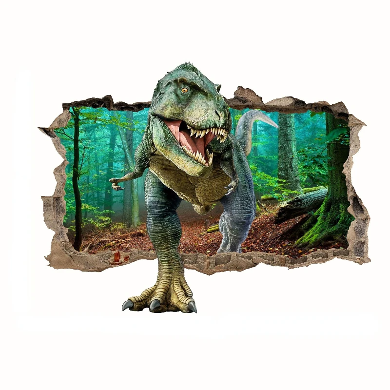 

New 3D Broken Dinosaur Wall Stickers Bedroom Living Room Children's Room Self-adhesive Removable Animal Decoration Wallpaper