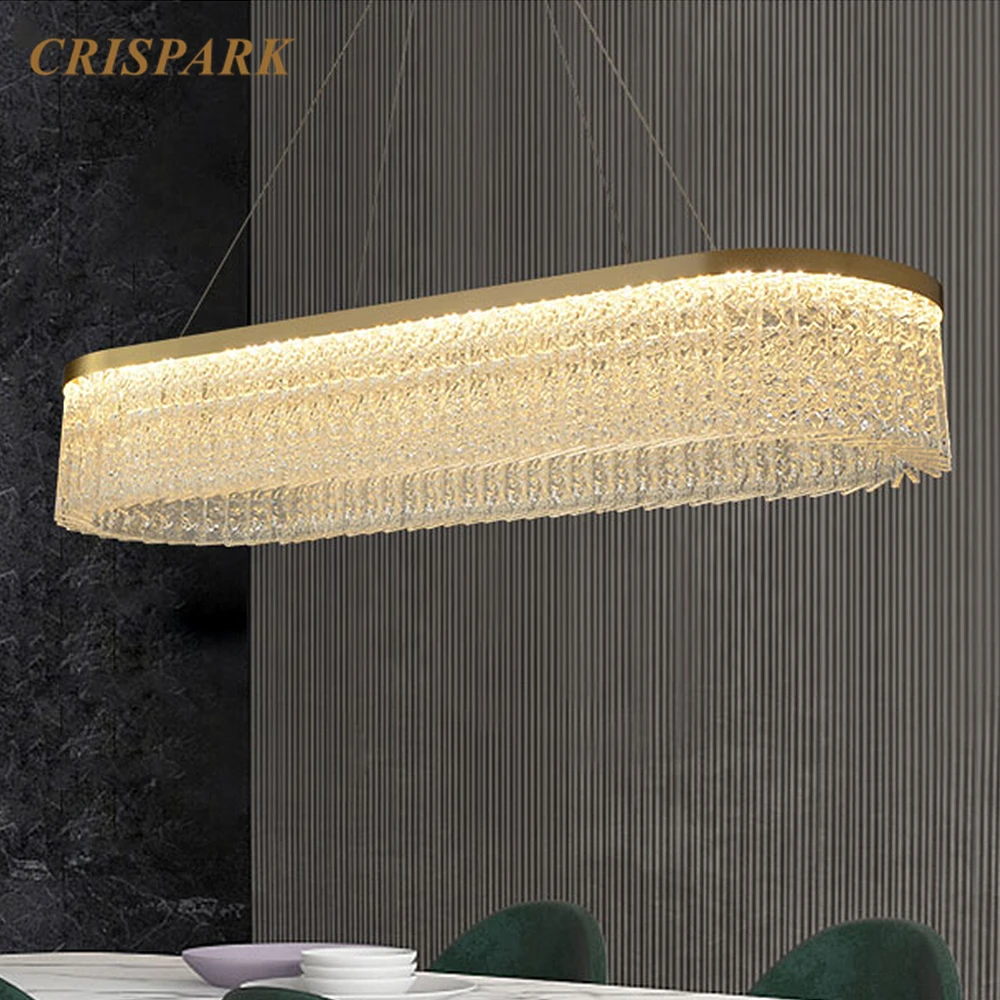 

Роскошная прямоугольная стеклянная люстра, современный светодиодный светильник из меди, лампа в стиле арт-деко, Домашний Светильник для об...