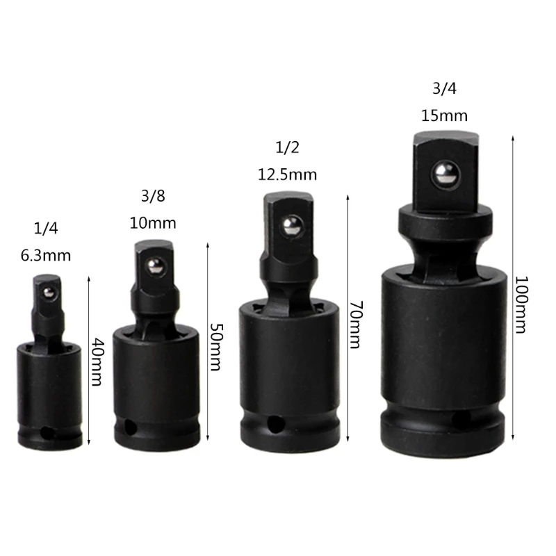 

K1KA 1 Pcs Steel Swivel Extension Drive U-Joints Driver Pneumatic Joint t 1/4" 3/8 " 1/2" ' 3/4 Bendable Adapter Socket