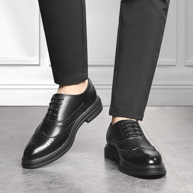 

EUDILOVE Men'S Leather Formal Shoes Fashion Retro Shoes Lace Up Dress Shoes Oxfords Elegant Work Footwear Men Dress Shoes *Y6002