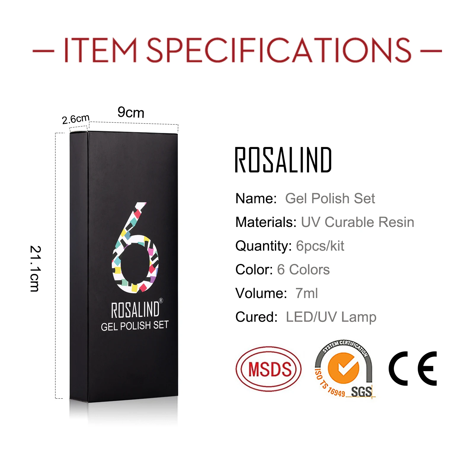 

ROSALIND 7ML Gel Polish Kit Semi Permanent Nail Colors For Manicure Gel Set Hybrid Varnishes Nail Art Polish Base Top Soak Off