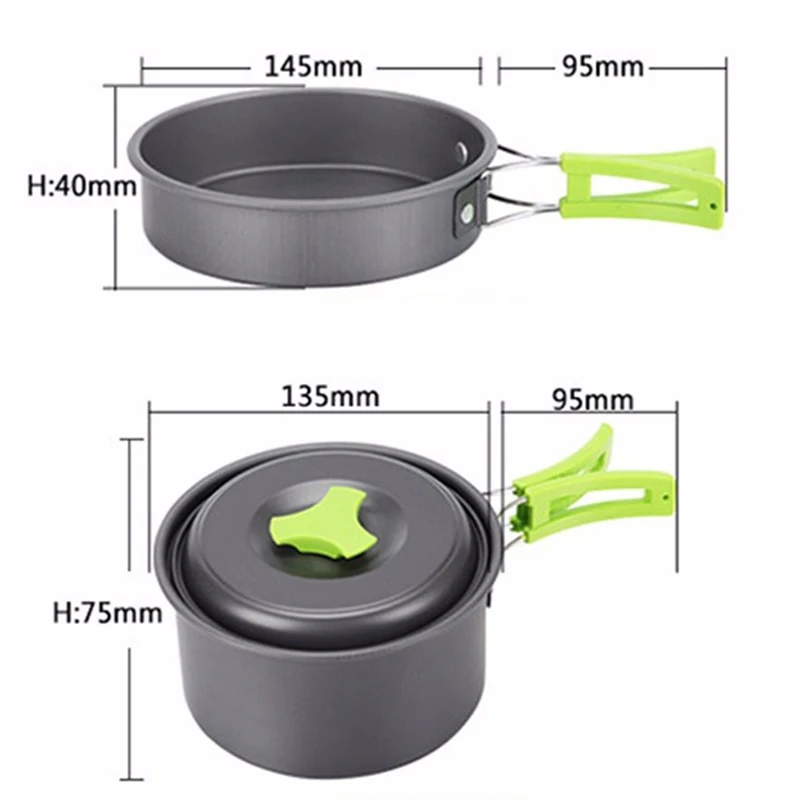 

Outdoor Portable Camping Pot Set for 1-2 People Camping Tableware Cooking Pot Set Hiking Trip Picnic Camping Cookware