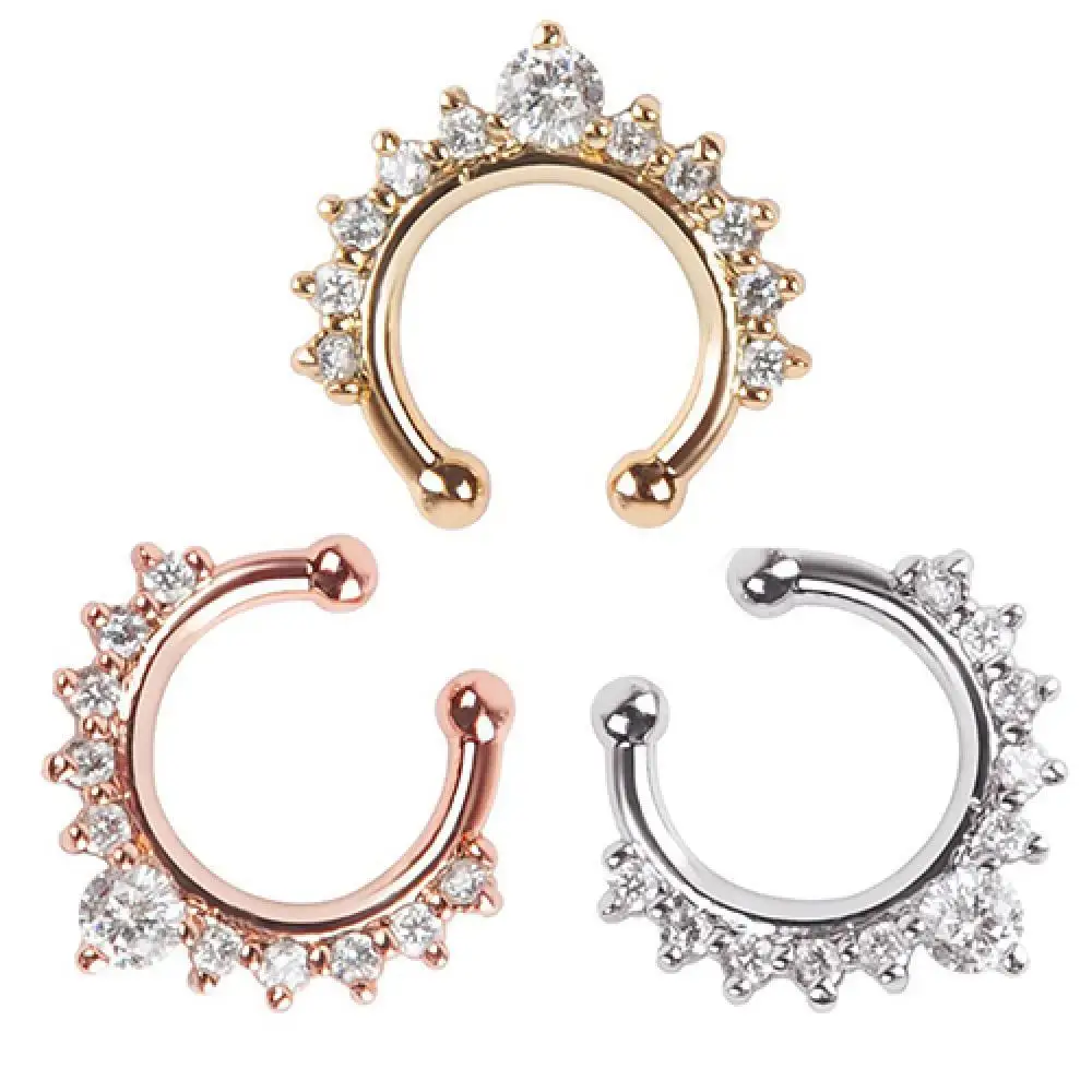 

50% Hot Sales 1 Pc U-shape Non Piercing Fake Clip On Septum Clicker Nose Ear Lip Ring Hoop