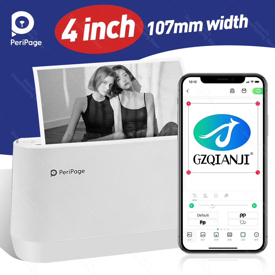 

PeriPage 107x30 мм термонаклейка для фотографий мини-принтер Bluetooth карманный портативный беспроводной принтер A9(s)Max принтер без чернил