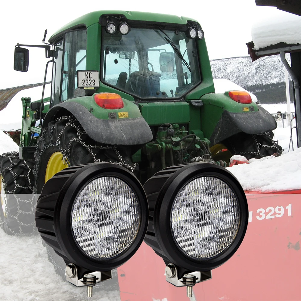 

40W Led Upper Cab Work Light Round 4.7" Inch Flood Beam 12V 24V For John Deere ​Iron Horses 4WD Series: 4040, 4240, 4440,4640+