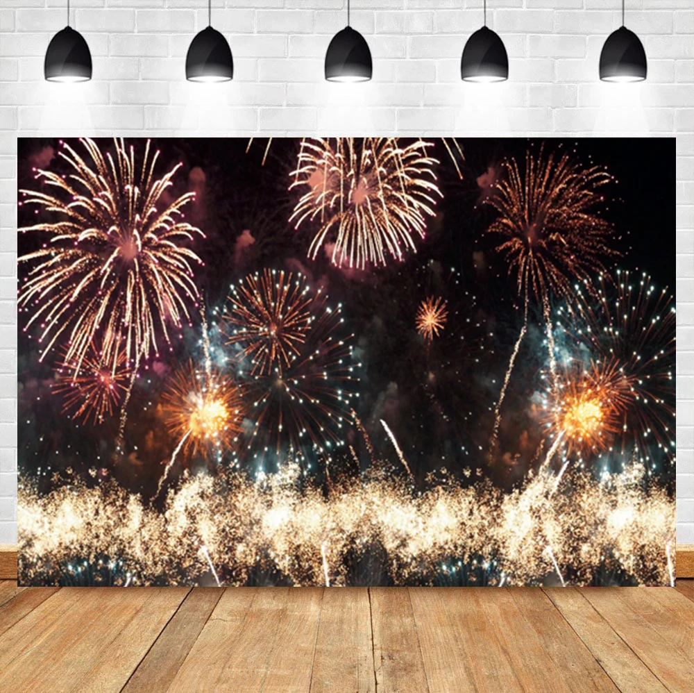

Colorful Fireworks Celebrate Happy New Year Birthday Portrait Photo Background Photographic Backdrop For Photo Studio