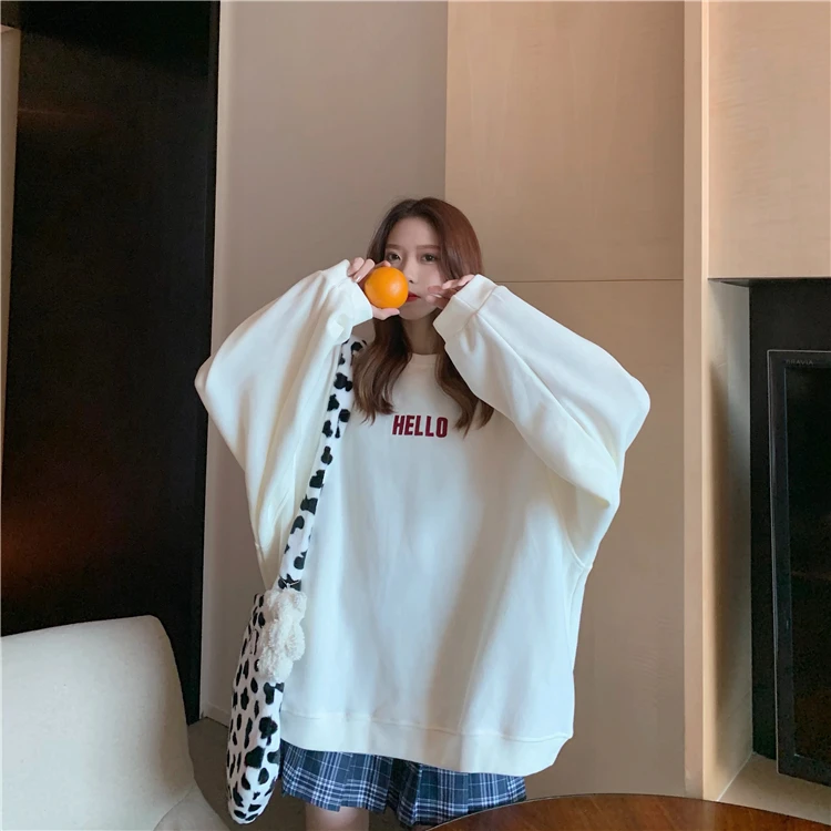 

Autumn and winter Korean version 2021 new couple girlfriends dress letter printing casual Sweatshirts