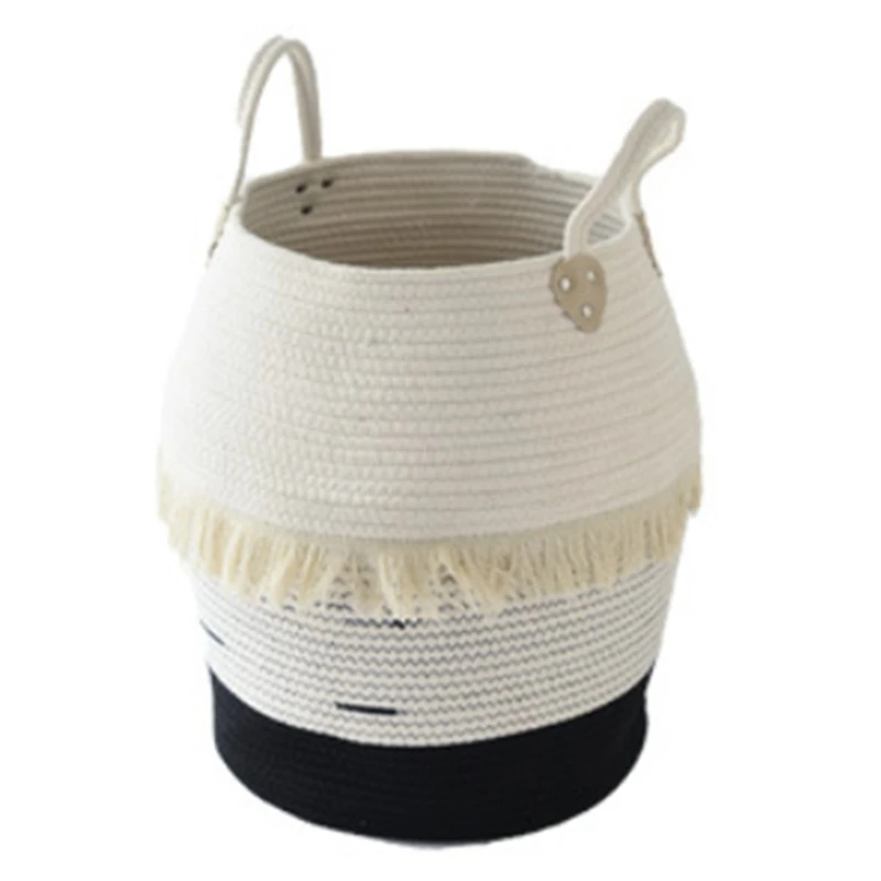 

Cotton & Jute Woven Storage Basket with Handles,Laundry Hamper and Versatile Organizer,for Baby & Kids
