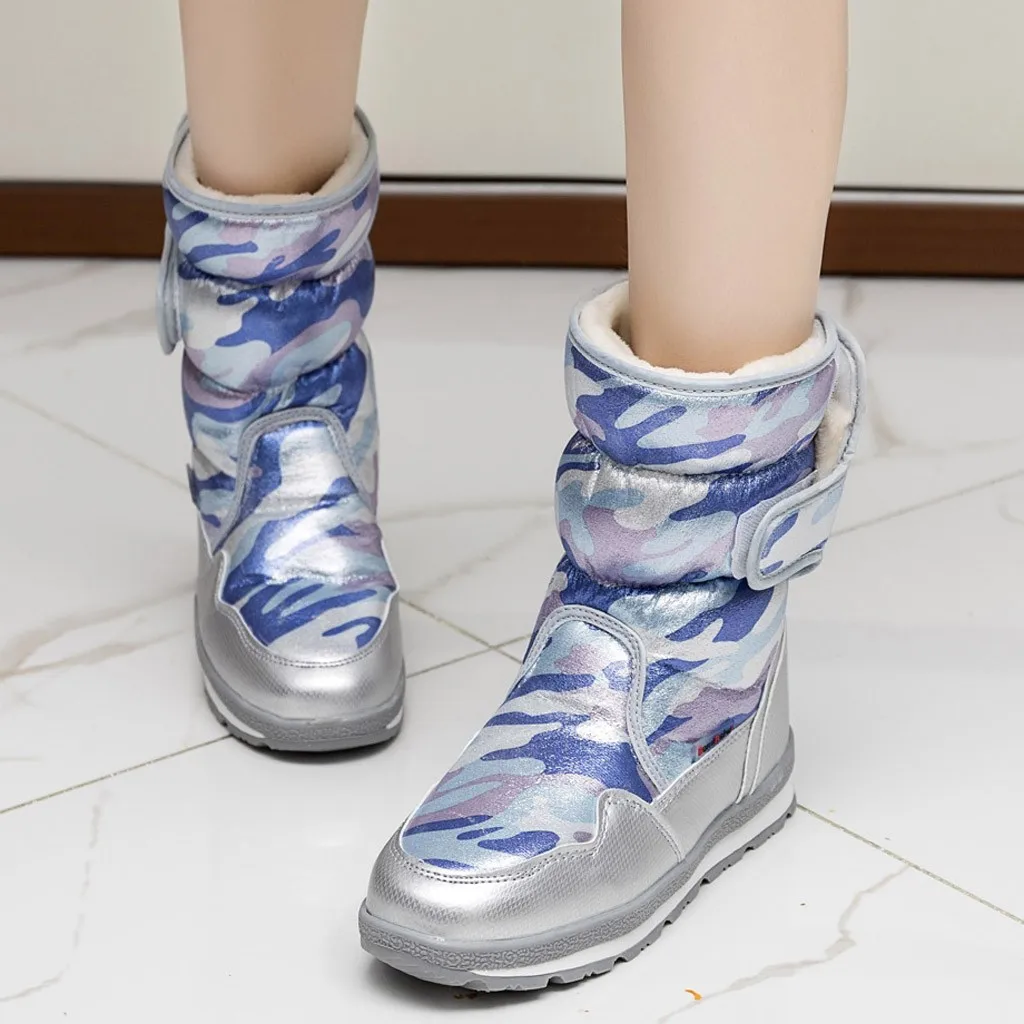 Женские зимние ботинки с плюшевой стелькой водонепроницаемая обувь женские