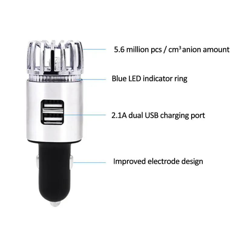 

Hot chargeable Dual USB Car Air Purifier 12V Mini Auto Car Fresh Air anion Ionic Purifier Oxygen Bar Vehicle Air Freshener