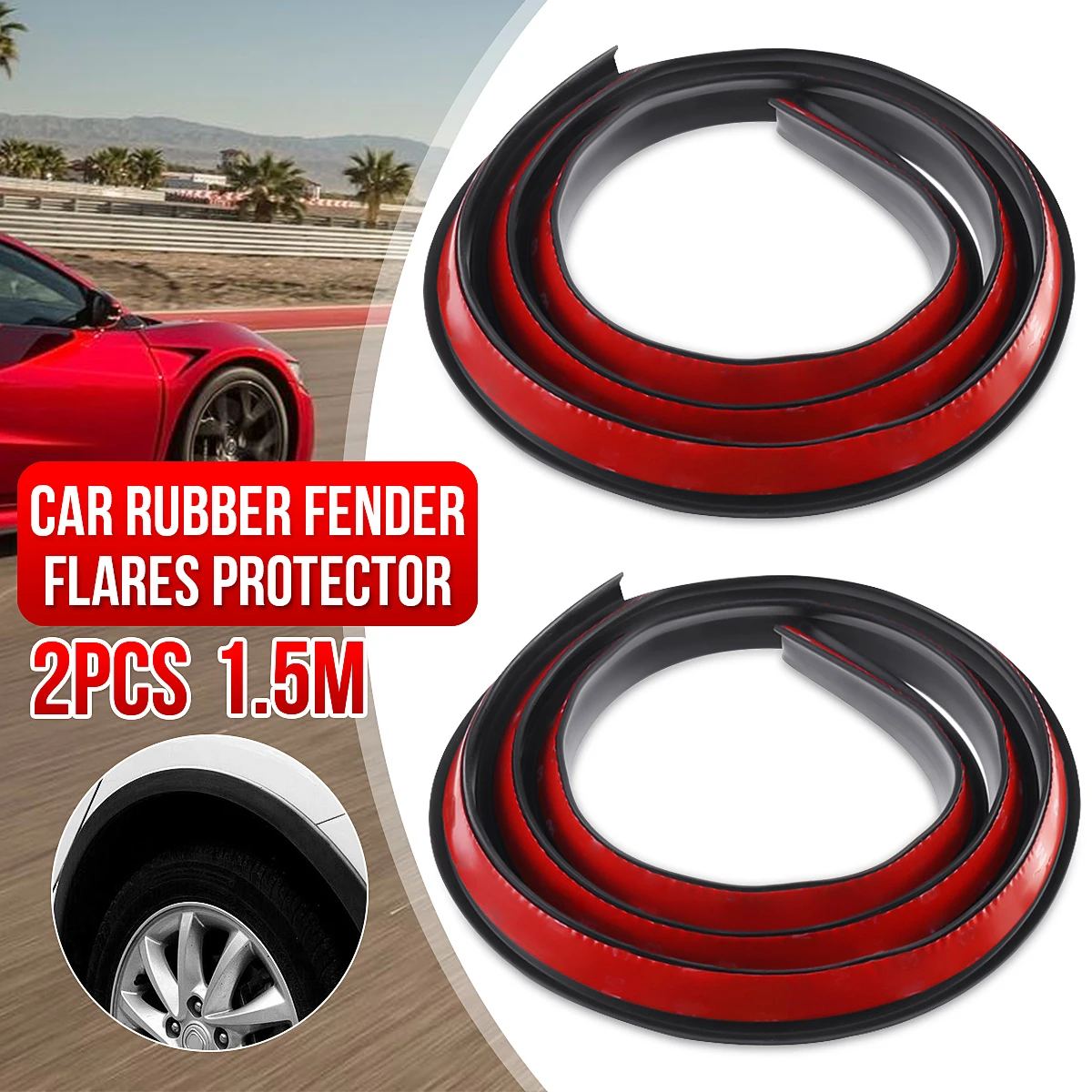 4x 1.5M Rubber Car Wheel Arch Protection Moldings Anti-collision Eyebrow Mudguard Sticker | Автомобили и мотоциклы