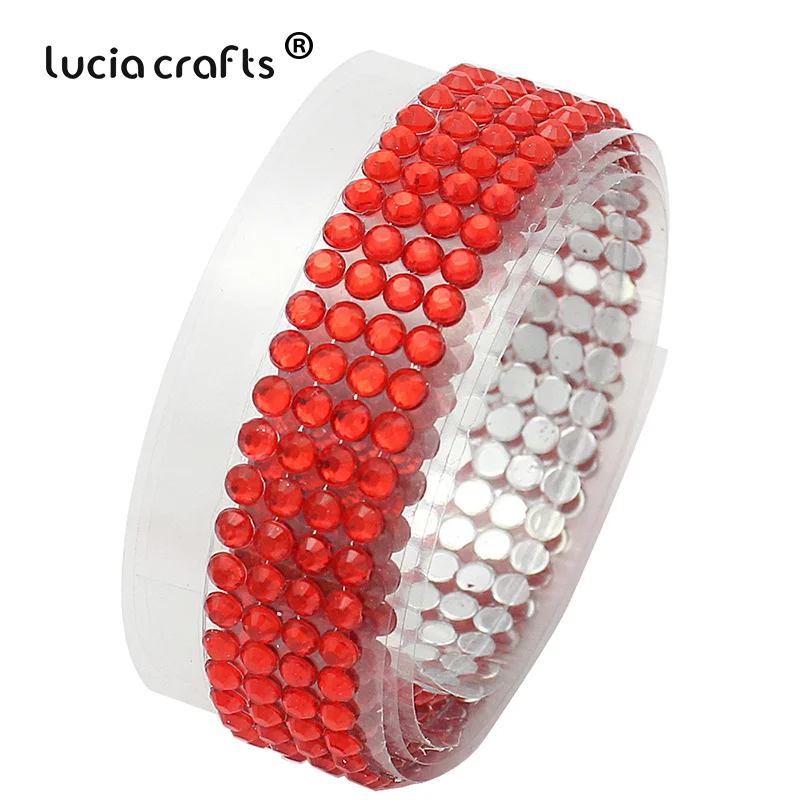 Red Lucia crafts 18 мм* 50 см красочные акриловые стразы самоклеющиеся ленты пояс Скрапбукинг Материал 1 шт I1011 - Цвет: Red
