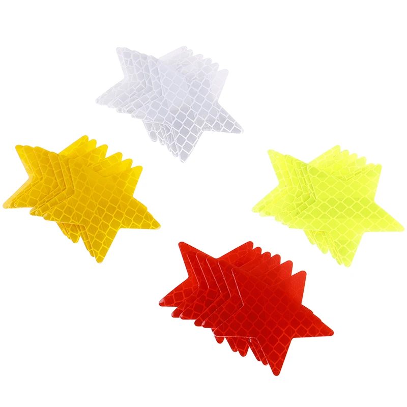 4Pcs Reflector Stickers Decals Pentagram Reflective Warning Strip Tape Car Styling Car Bumper Reflective Strips Secure Star