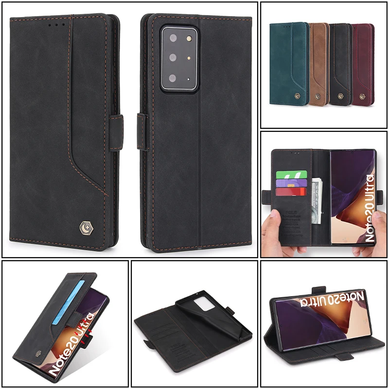 

Magnetic Ultra thin Flip Leather Phone Case For Samsung Galaxy Note9 Note10 Note20 Plus Ultra Card Slot Wallet Shockproof Cover