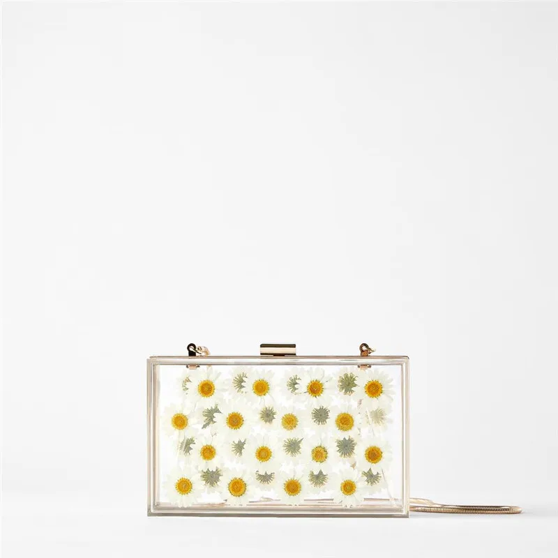 2021 летняя прозрачная акриловая сумка-бокс с рисунком хризантемы, Новая модная женская сумка-мессенджер на плечо, сумки через плечо для женщ...