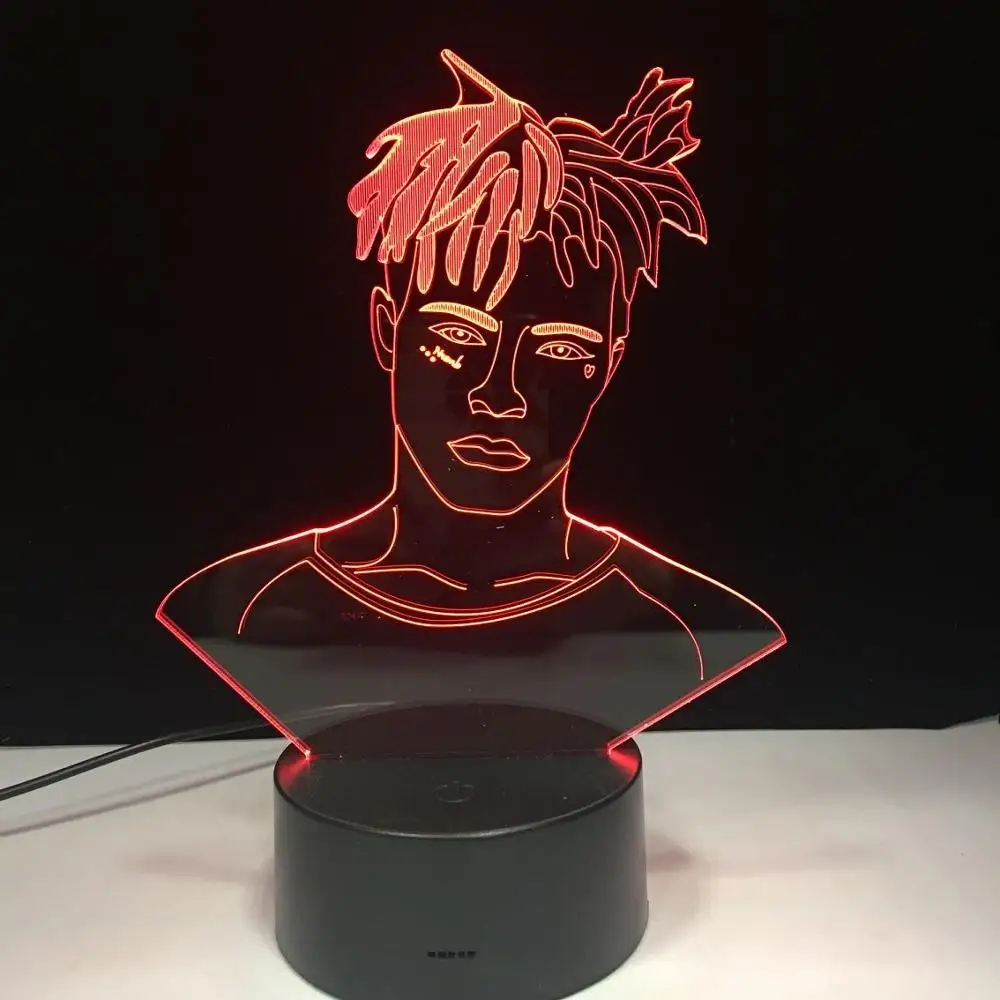 XXXTentacion известных реперские кепки 3D светодиодный светильник Иллюзия 7 цветов