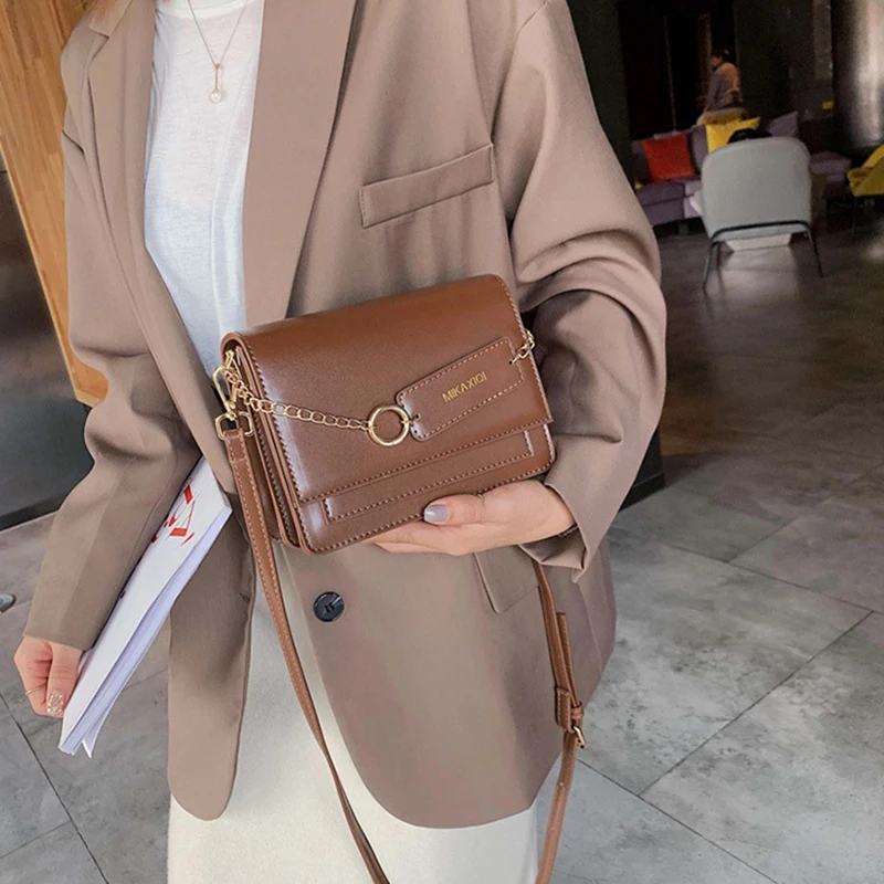 Однотонные черные сумки через плечо из искусственной кожи для женщин, 2 шт., ремни через плечо, маленькая сумка через плечо, женские сумки с круглым кольцом и цепочкой