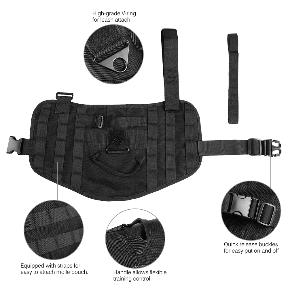 Хит продаж новинка уличный жилет для собаки Molle регулируемый водонепроницаемый