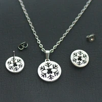 hollow snow flower set for women stud earring pendant necklace anniversary fashion jewelry