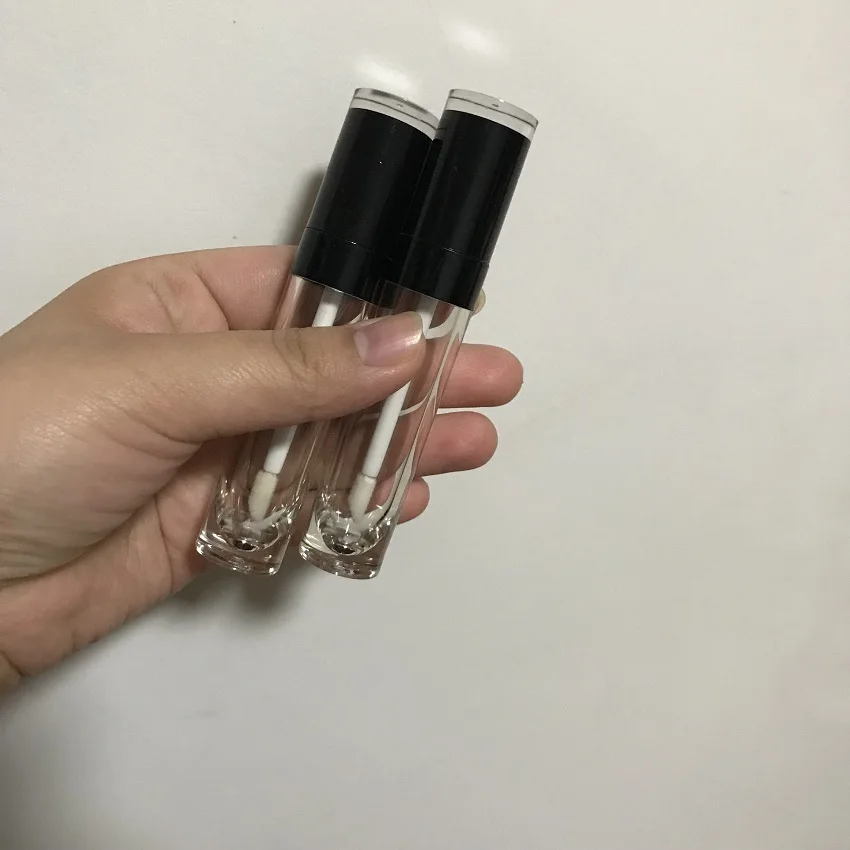 Новинка 5 мл Прозрачная Круглая пустая трубка для блеска губ черная прозрачная