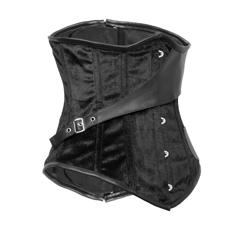 Винтажный корсет из парчовой кожи под грудью топ в стиле стимпанк облегающие