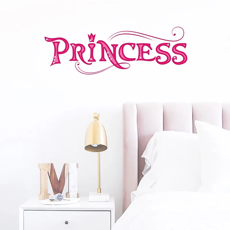 

DIY Flower Sticker Slogans PINCESS English Slogan Bedroom Wall Decorative Landscaping Porch Wall Stickers