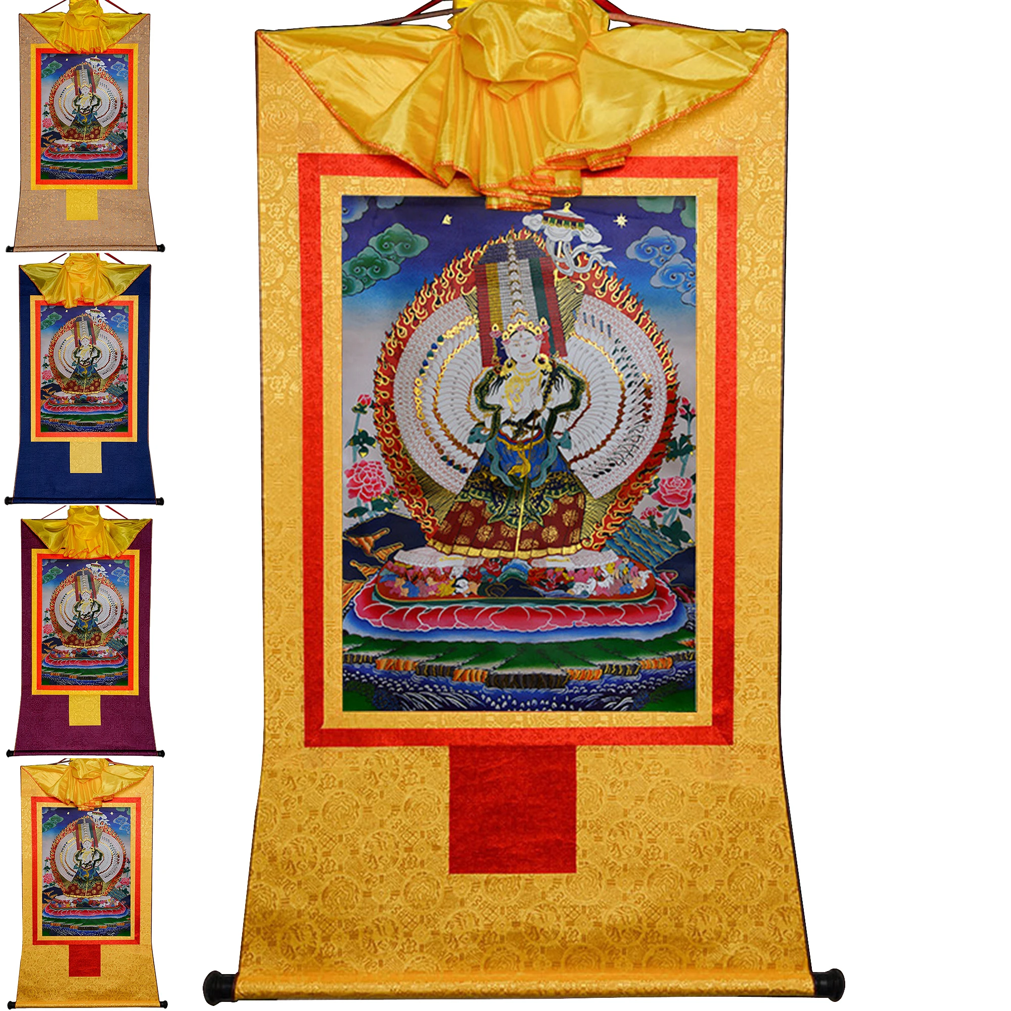 

Gandhanra Handmade Tibetan Thangka Painting Art,Usnisa Sitatapatra(White Parasol),Buddhist Thangka Tapestry Wall Art with Scroll