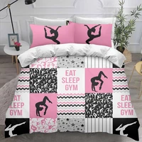 womens gymnastics pattern bedding set twin size duvet cover and pillowcase set pink adult quilt cover bed set bedroom comforter