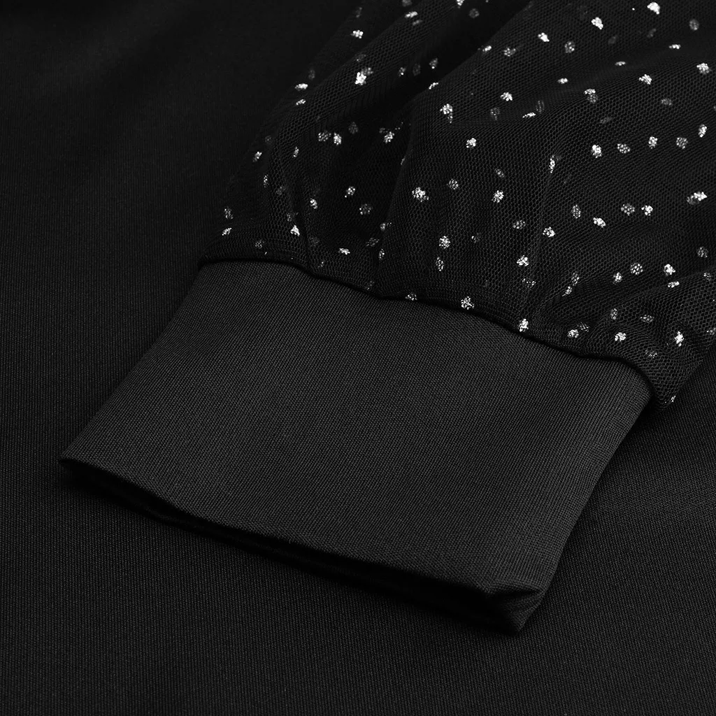 WOMAIL Black Ladies Lapel Bloused 2020 New Casual Long Sleeve Polka Dot Mesh Splicing Top Spring Summer Slim Tops Shirt 20Jan03 |