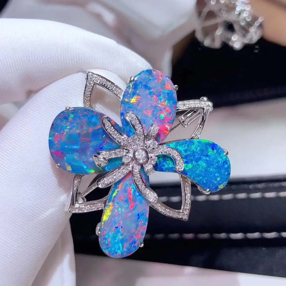 Женская Брошь из 18 каратного золота с опалом 100% карата|Украшения для волос броши