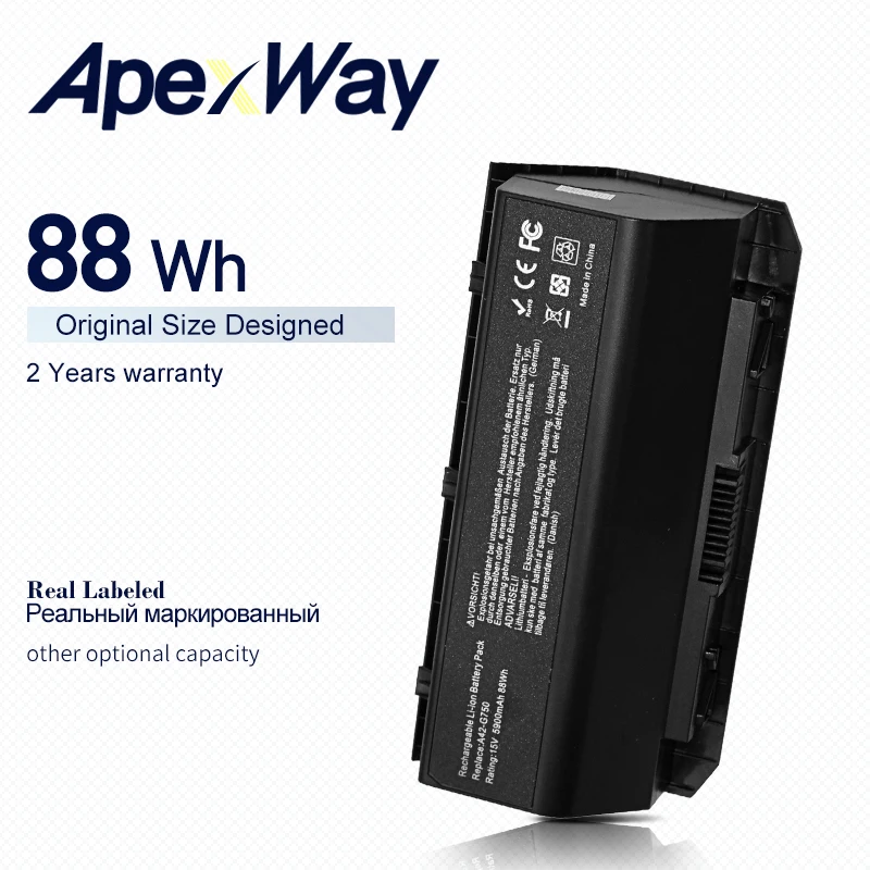 Аккумулятор ApexWay 88Wh для ноутбука Asus G750J G750JH G750JM G750JS G750JW G750JX G750JZ CFX70