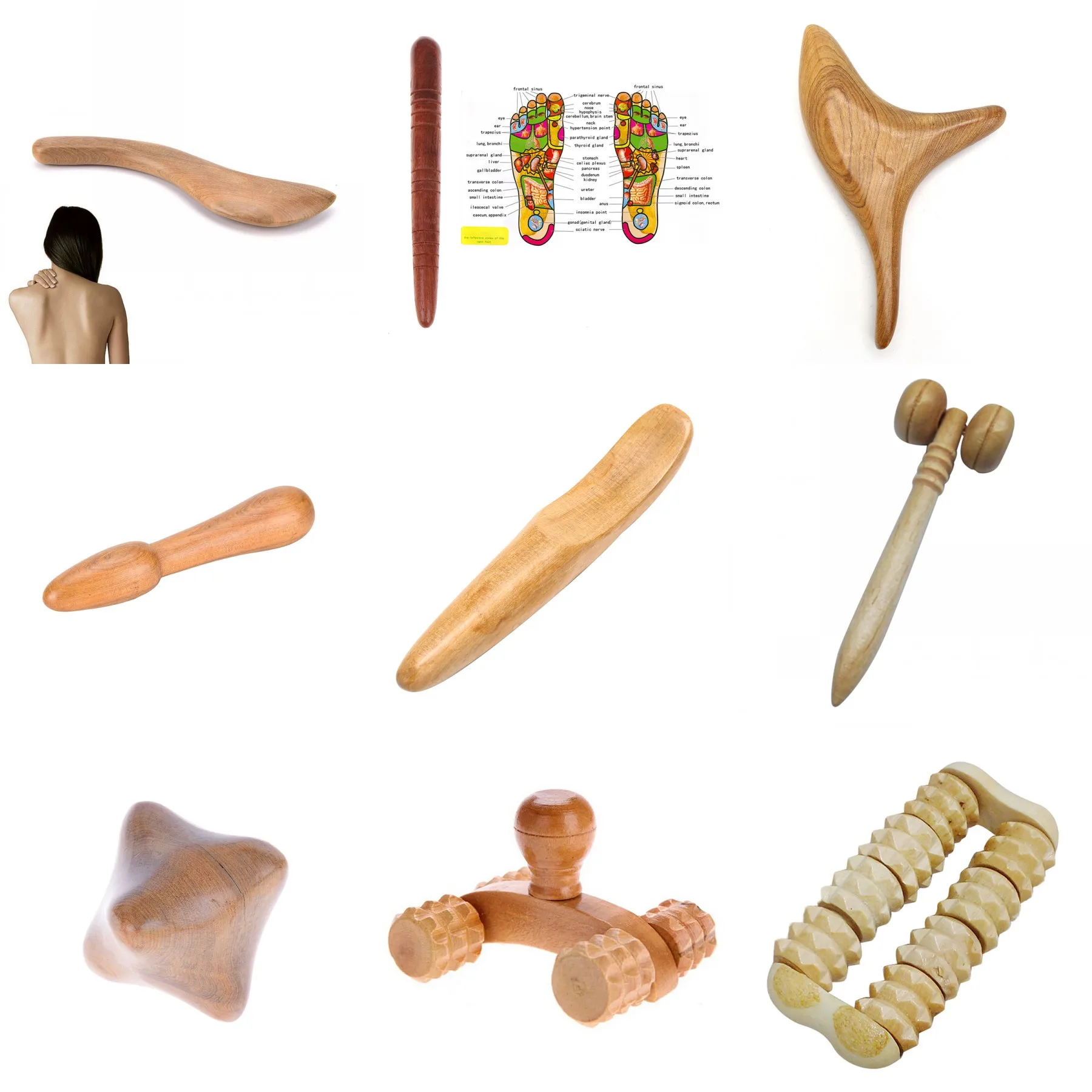 

13Style Wooden Stick Acupuncture Foot Reflexology Massager Relieve Muscle Soreness Massage stick Foot Body Massage Relaxing Tool