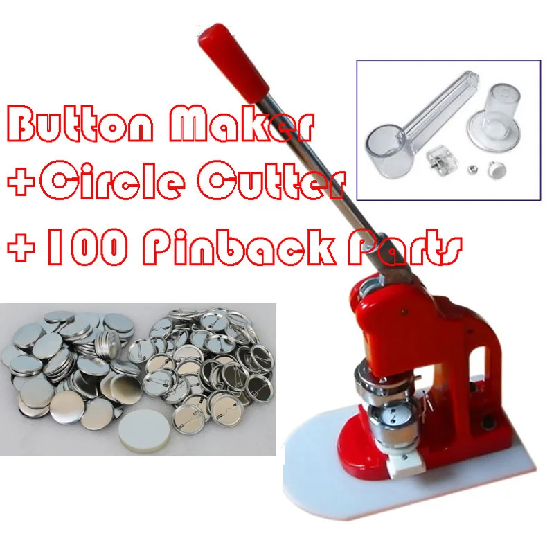 

1" 25MM Badge Button Maker New Circle Cutter +100pcs Blank Pinned Back Metal Pinback Button Supply Materials Parts for