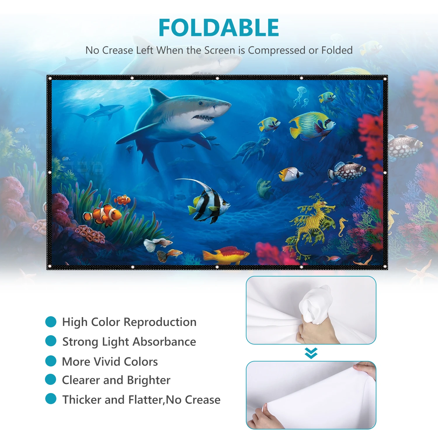 

Neewer 120 Inch Projector Screen, 4K 3D HD 16:9 Full Anti-Crease Video Screen Foldable Portable Indoor Outdoor Projector Screen