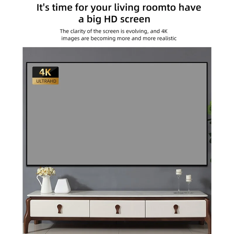 60 дюймов проектор складной Экран Портативный дома 3D HD металлический светильник