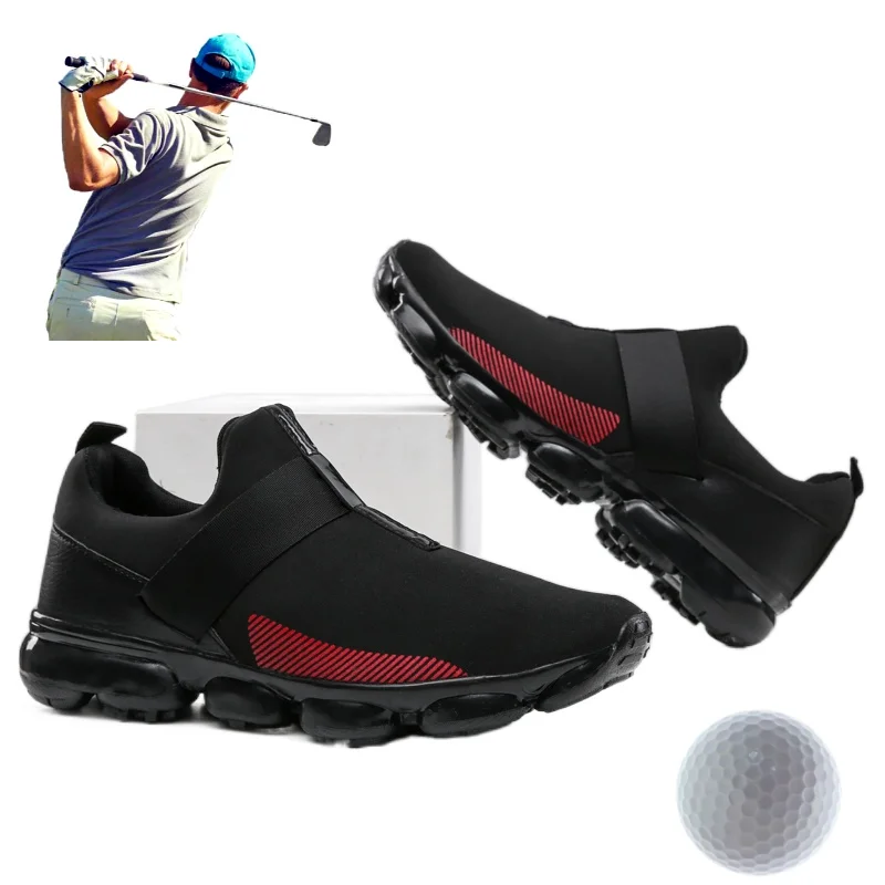 

2021 New Slip-on Men Golf Sneakers Breathable Golf Trainer Shoes Outdoor Non-slip Walking Shoes Size 39-46 Men's Black Sneakers