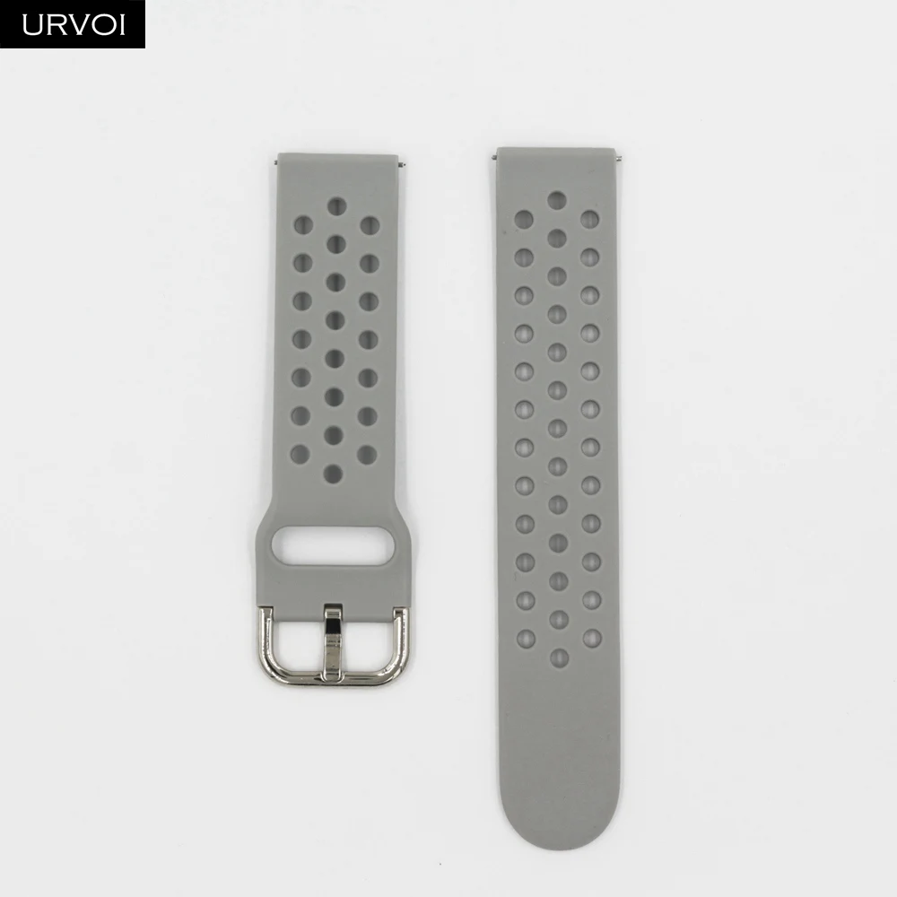 Light grey URVOI силиконовой лентой для Galaxy Watch Active/42/46 мм шестерни ремешок для спортивных часов для HUAWEI GT быстроразъемные контакты мягкий сменный 20/22 мм - Цвет ремешка: Light grey