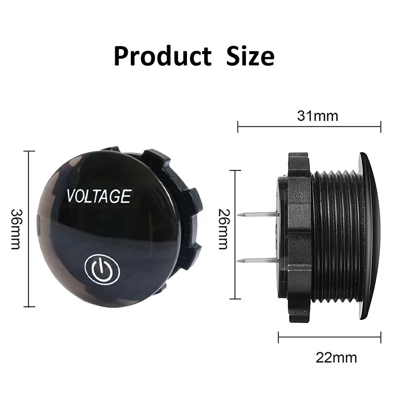 12V/24V Voltage Gauge with Touch Switch LED Digital Display Waterproof Car Voltmeter for Boat Marine Truck Motorcycle | Автомобили и